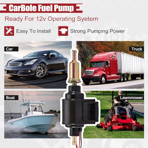 CarBole Universal Electric Fuel Pump 12V Low Pressure 2-3.5 PSI, Inline Gasoline Diesel Pump Compatible for Carburetors Cars Trucks Boats Engine - color: 28GPH 2-3.5PSI for Gasoline