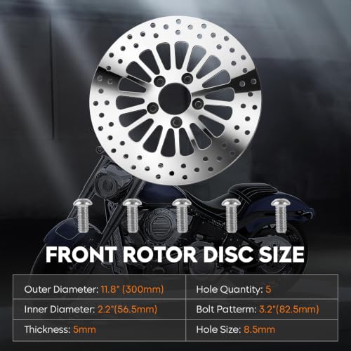 11.8" Front & Rear Brake Rotors Disc with Bolts Fit for Harley Road King/Electra Glide/Street Glide/Road Glide 2008-2022 - 2 Pc Polished - size: 1 Front 1 Rear Rotor