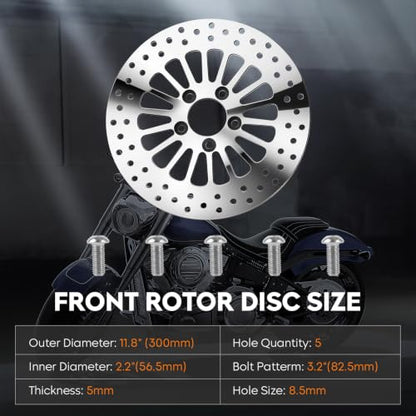 11.8" Front & Rear Brake Rotors Disc with Bolts Fit for Harley Road King/Electra Glide/Street Glide/Road Glide 2008-2022 - 2 Pc Polished - size: 1 Front 1 Rear Rotor