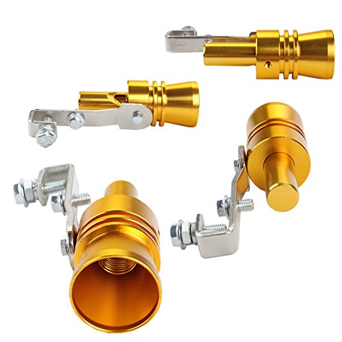 Dewhel Universal Aluminum Turbo Sound Exhaust Muffler Pipe Whistle Car Blow off valve BOV Tip Simulator Whistler Size XL Silver