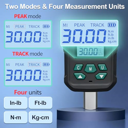 1/2" Digital Torque Wrench Adapter, ±2% Accuracy, 0.66-22 Ft-lb - size: 0.66-22 Ft-lb (0.9-30 Nm)