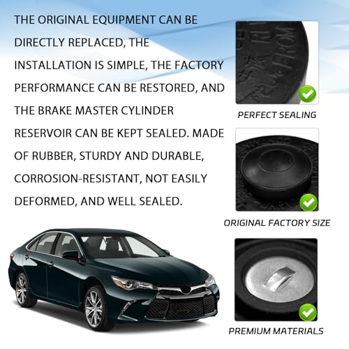 for Toyota Brake Master Cylinder Fluid Reservoir Cap Replace# 47230-12040 47230-06010 Compatible with Toyota 4Runner Tacoma Highlander Camry Corolla RAV4 Avalon Sienna（Black）