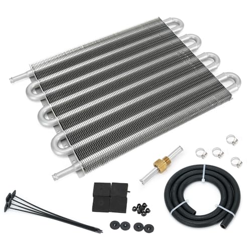 Universal 5/16" Transmission Oil Cooler Kit Aluminium alloy 8 Pass Tube & Fin Sliver - color: Sliver, size: 8 Pass
