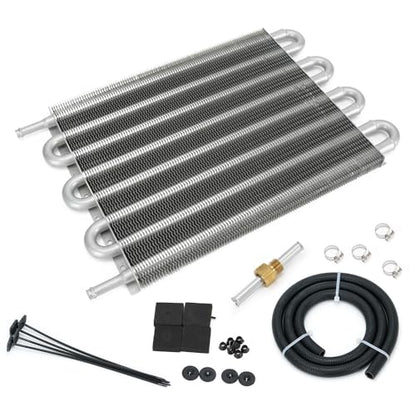 Universal 5/16" Transmission Oil Cooler Kit Aluminium alloy 8 Pass Tube & Fin Sliver - color: Sliver, size: 8 Pass
