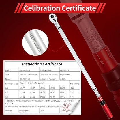 Hairich 3/4-Inch Drive Click Torque Wrench, 48 tooth 100-700ft.lb/136-949Nm - size: 3/4" 100-700 FT.LB