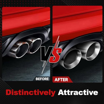 LCGP Dual Exhaust Tip 2.5 inch Inlet 3.5 inch Outlet Universal Car Stainless Steel Angle Cut 2-Packs Tailpipe(left and right) - size: 2.5x3.5x9.25 inch, style: Polished