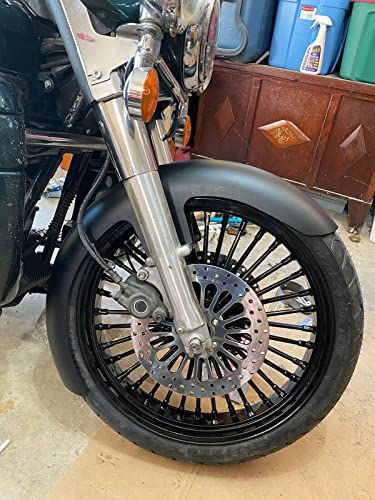 TOFR 21x3.5 16x3.5 Fat Spoke Black Wheels For Harley Touring Baggers 00-07 - color: Gloss Black, size: Front:21x3.5 Rear:16x3.5