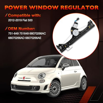 Front Right Side Window Regulator & Motor Fits for 2012-2019 Fiat 500 1.4L - size: 751-649