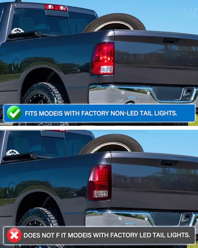 Nilight Taillight Assembly for 2009-2018 Dodge Ram 1500 2500 3500 - color: Red