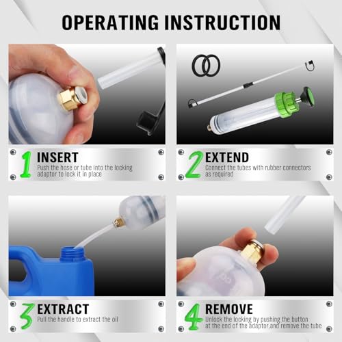 SWANLAKE 200cc Fluid Extractor, Extraction&Fill Pump,Fluid Syringe Pump Manual Suction Vacuum Fuel Car Transfer - color: 200ML Green