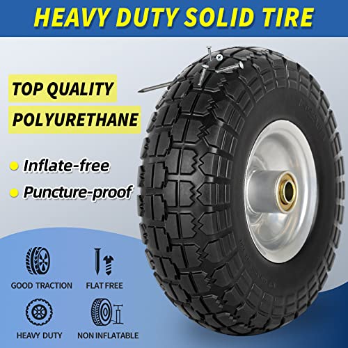 GICOOL 10 Inch 4.10/3.50-4" Flat Free Tire Wheel for Hand Truck Trolley 4PK - size: 4.10/3.50-4 | 4 PACK