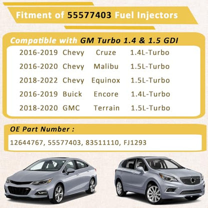2016-2020 Malibu Equinox 1.5L & Cruze 1.4L Turbo Fuel Injectors