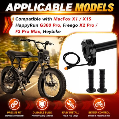 Full Twist Throttle for Macfox, Surron Throttle Grip for HappyRun Qlife - color: Black