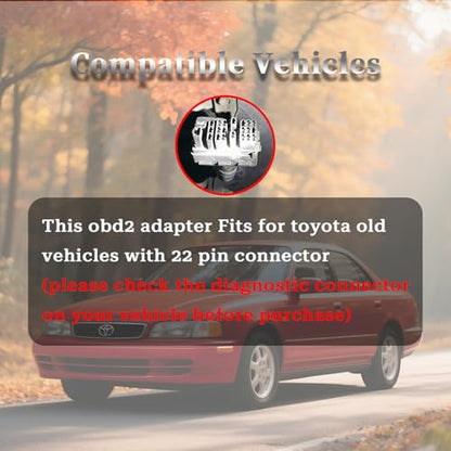 OBD1 to OBD2 Adapter for Toyota 22 Pin to 16 Pin OBD Diagnostic Cable - style: Fit for toyota-22pin