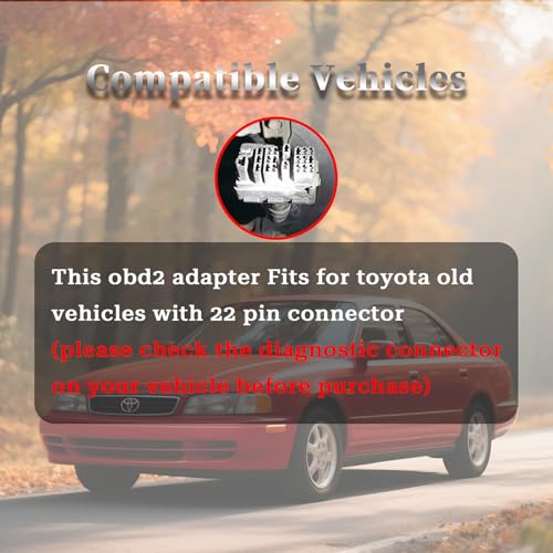 OBD1 to OBD2 Adapter for Toyota 22 Pin to 16 Pin OBD Diagnostic Cable - style: Fit for toyota-22pin