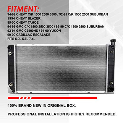 Auto Dynasty 1522 Radiator for 94-99 Chevy GMC C/K 1500 2500 3500 Suburban - color: 94-02 C/K Tahoe/Yukon