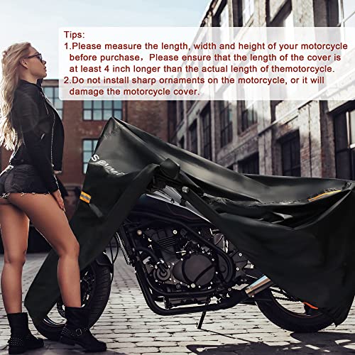 Motorcycle Cover Heavy Duty,Motorcycle Cover 420D,Sun,Waterproof Outdoor Protection,with License Plate Window, 4 Reflective Strips,Lock-Holes Storage Bag(M 78" x 35" x 43") - size: M(78" x 35" x 43")