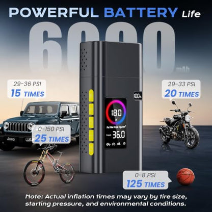 AIPOWAY 180PSI Cordless Tire Inflator for Car, Bike, Motorcycle Tires
