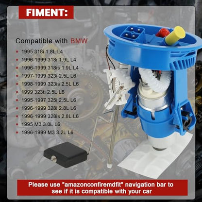 16141182985 Electric Fuel Pump Module Assembly Sending Unit Compatible with BMW E36 Series 318i 318is 323i 323is 323ti 325i 328i 328is M3 1995-1998 1.9L 2.5L 2.8L 3.0L 3.2L Replaces# FG1402 SP5085M