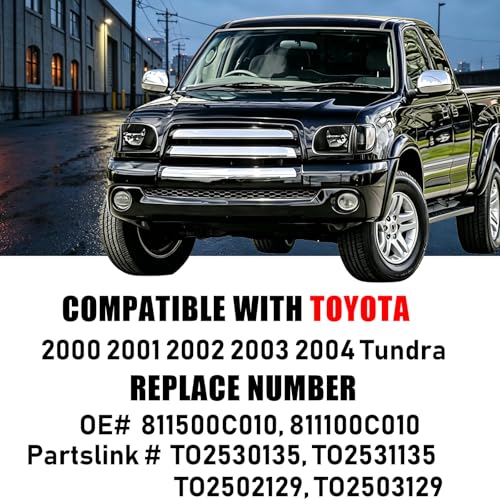 Black Headlight + Parking Lights Kit For Toyota Tundra 2000 01 02 03 2004 - color: Black Housing Clear