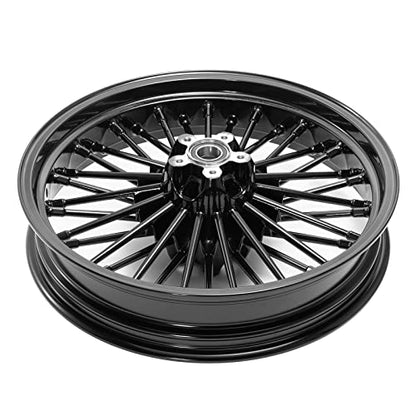 TOFR 21x3.5 18x3.5 Fat Spoke Wheels Black For Harley Touring Baggers 00-07 - color: Gloss Black, size: Front:21x3.5 Rear:18x3.5
