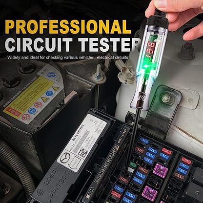 WINAMOO Automotive Test Light 5-90V Digital LED Circuit Tester with Voltage Display, Auto Bidirectional Light Tester, Electrical Voltage Tester with Extended Spring Wire & Probe for Car/RV/Vehicles