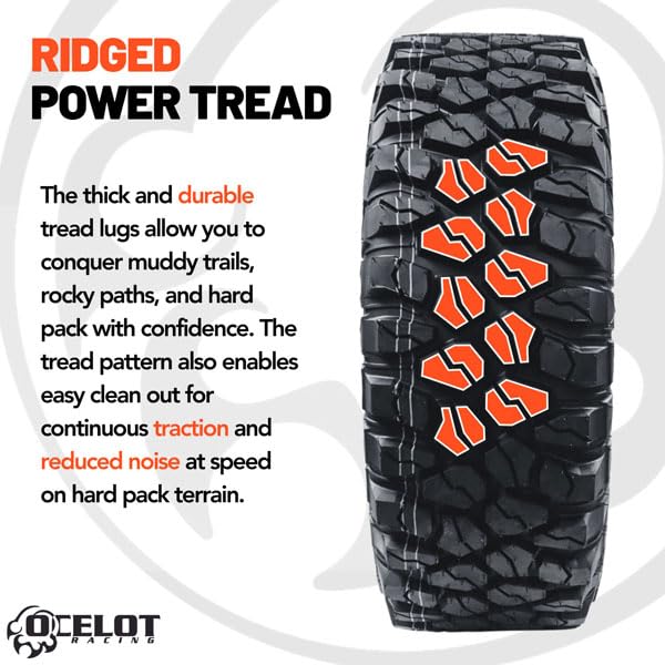 Ocelot XC729 30x10x14 UTV Tires All Terrain, Durable 8-Ply Radial Construction and Non-Directional Tread, Aggressive Thick Lugs for Diverse Terrain and Conditions - AT 30x10x14 ATV Tires