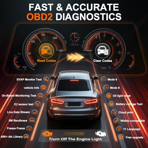Car Code Reader OBD2 Scanner for Check Engine Light Oil Reset OBDII Scan Tool Diagnostic Tool Reset Fix Clear Fault Code Readers for Cars 1996+ - color: Black