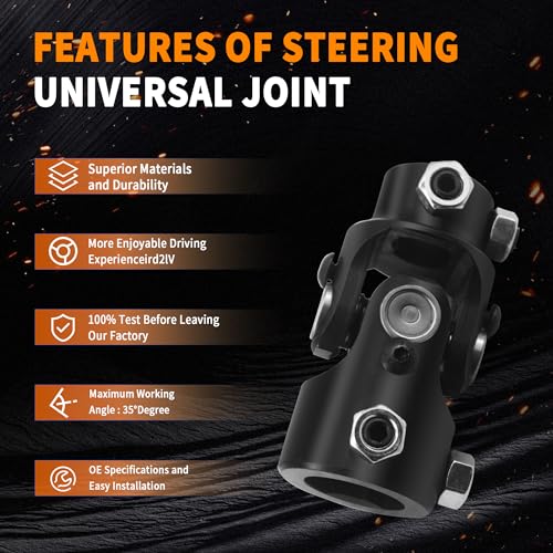1" DD X 3/4" DD Black Steering Universal Joint Single U Joint Shaft,Total Length: 83mm (3-1/4")