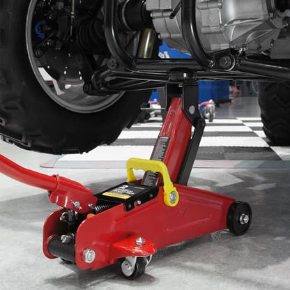 Big RED 2 Ton (4,000 lb.) Hydraulic Trolley Service Lift Jack/Portable Floor Jack with Special Slow Release and Blow Mold Carrying Storage Case - size: 2 Ton (4,000 lb) with Case