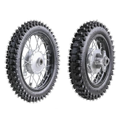 TDPRO 12’’ Front Wheel 60/100-12 & 10’’ Rear 80/100-10 Drum Brake Wheel for Dirt Pit Bike KLX110 KX65 Thumpstar 70cc-125c CRF50 XR50 Motorcycle