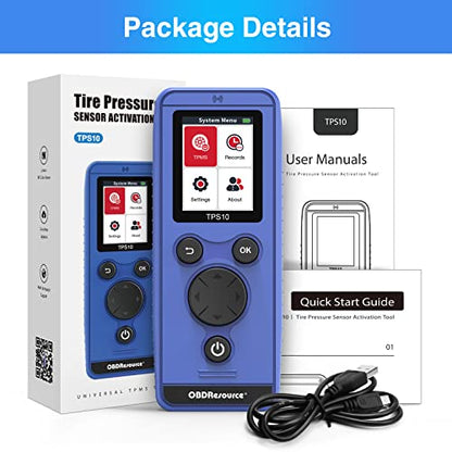 OBDResource TPMS Relearn Tool for Jeep Ford BMW Nissan/Honda/Mazda/Dodge Series Vehicles, TPS10 Universal Tire Pressure Monitor Sensor Activate and Reset Tool [Upgrade of U508]