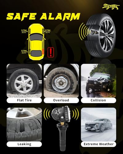 Oktiger 315MHz TPMS Sensor Pre-Programmed for Chevy Traverse 2009-2017, Silverado 1500 2007-2016, Impala 2006-2020, Equinox 2007-2022, Camaro 2010-2015, Tahoe 2007-2020, Cruze 11-15, 4PCS OE#13598771