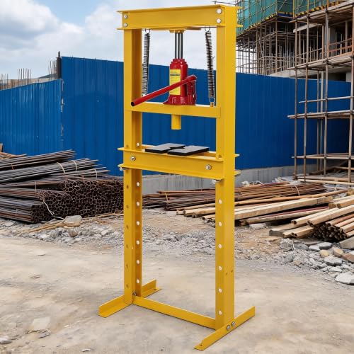 Heavy Duty H-Frame Hydraulic Shop Press – 12 Ton Capacity, Adjustable Floor & Benchtop Design, Includes Press Plates, Ideal for Bearing & Metal Straightening in Automotive, Garage &