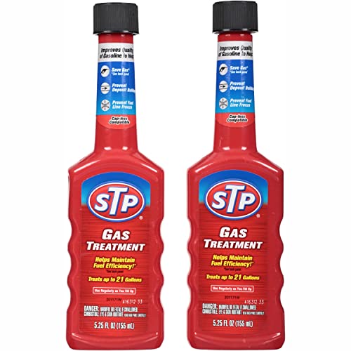 STP Gas Treatment Fuel Additive, 5.25 fl oz Bottles, 2 Pack, Fuel Cleaner That Fights Deposit Build-up, Prevents Fuel Line Freeze, and Saves Gas - style: Gas Treatment (2 Pack)