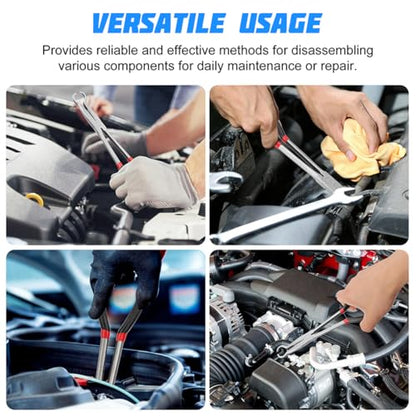 11 Inch Car Long Reach Hose Grip Pliers, Ring Nose Spark Plug Boot Wire Removal Pliers with Serrated Jaws, Automotive Hoses and Fittings Installation Tool, Universal for SUV RV Sedan