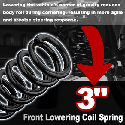 Heavy Duty 3" Front Coil Springs Lowering Kit for 1963-1987 C10 C15 Truck Drop Kit - color: Black, size: 63-87 C10 C15