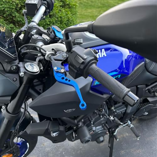 Motorcycle Brake Lever for MT07 2014-2023 2024 2025 2026, Adjustable Short Replacement Brake Lever & Clutch Lever Nice Accessories for MT-07 Blue