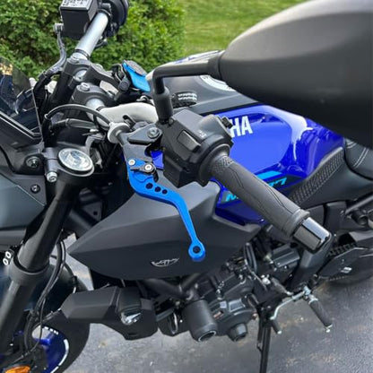 Motorcycle Brake Lever for MT07 2014-2023 2024 2025 2026, Adjustable Short Replacement Brake Lever & Clutch Lever Nice Accessories for MT-07 Blue