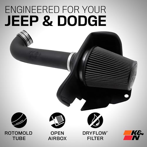 K&N Cold Air Intake System: Dry-Flow Air Filter, Increase Performance & Towing: Compatible with 2011-2025 Dodge/Jeep Durango, Grand Cherokee, 30-1563 - style: Dry Flow Filter