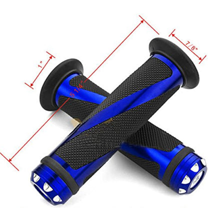 7/8" Aluminum Rubber Gel Hand Grips for Motorcycle Sports Bikes Handlebar - color: Blue