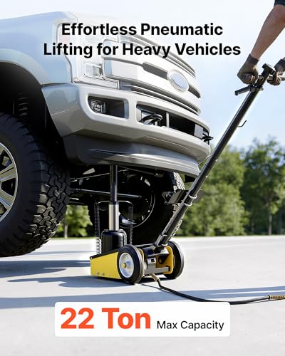 VEVOR 22 Ton Air Hydraulic Floor Jack Trucks Heavy Duty Steel Racing Floor Jack with Single Piston Quick Lift Pump & Extension Posts & Extension Posts, Air Pneumatic Jacks for SUVs, Pickups