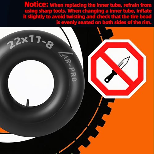 AR-PRO 22x11-8, 21x11-8 Inner Tubes with TR13 Straight Valve Stems for ATV, Lawn Tractor, Garden Trailer, Golf Cart, Snow Blowers, and More - Made from Durable Butyl Rubber (2-Pack) - size: 22x11-8,TR-13