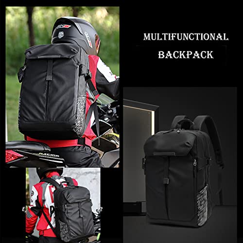 Motorcycle Backpack, 17'' Laptop Compartment, High-Density Nylon, Adjustable Helmet Holder, Reflective, Waterproof for Outdoor Enthusiasts - color: Holder