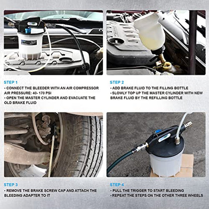 SMOTIVEPRO 2L Vacuum Brake Bleeder Kit Pneumatic Brake Fluid Extractor Pump - size: 2L Pneumatic Brake Bleeder Pump