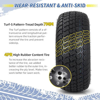 GICOOL 16x6.50-8 Tubeless Tire and Wheel, 16x6.5-8 Lawn Mower Tires, 3"-4.5" Offset Hub, 3/4" or 5/8" Bearing, Universal Fit Riding Mower and Garden Tractor Front Wheel, 4 Ply, S-Turf Pattern, 2 Pack - size: 16x6.50-8 Tubeless