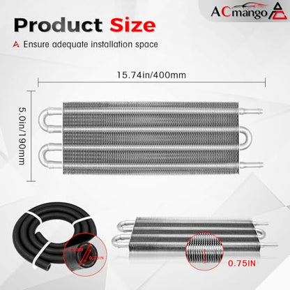 4 Pass Ultra-Cool Tube And Fin Transmission Cooler - color: Silver, size: 4-pass