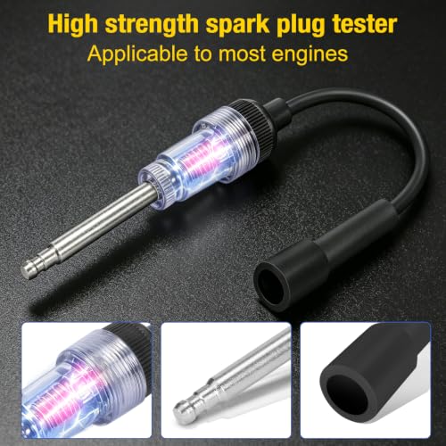 BETOOLL 13PCS Compression Tester Kit with Fluorescent 300PSI Triple-Scale Gauge & 2 Spark Plug Testers, Automotive Engine Cylinder Pressure Gauge for Gas Car Truck ATV Small Engines - size: Fluorescent 300PSI