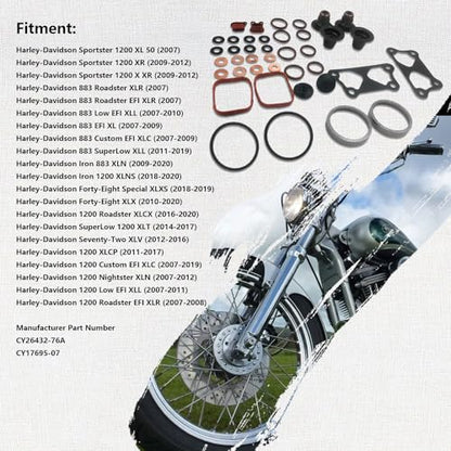 54 Pcs Top End Gasket Set for Sportster 1200 XL1200 Forty Eight