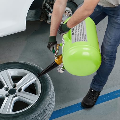 TUFFIOM 5 Gallon Air Tire Bead Blaster Seater w/Pressure Gauge & Handle, Wheel Seating Tool Inflator Tank for Truck ATV, 85-116PSI Operating Pressure, Green - color: Green